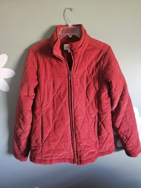 Red Quilted Jacket - Zip Front